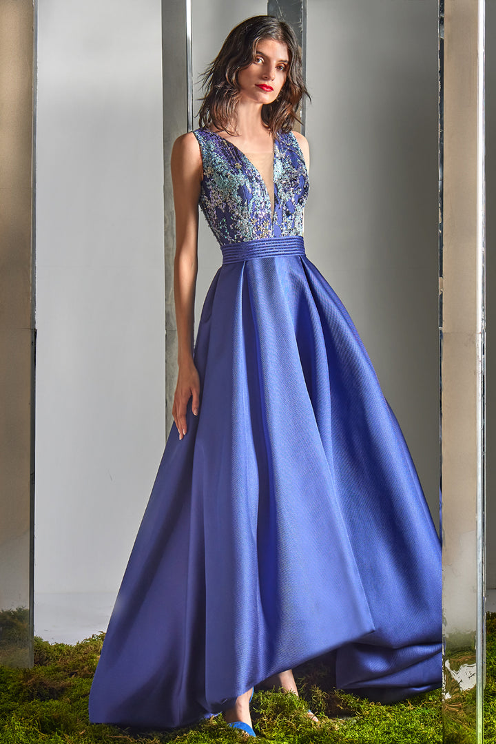 Sequinned V-Neck with A-Line Dress