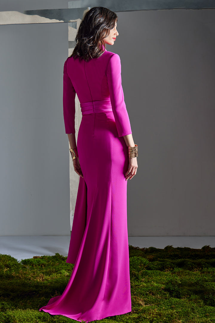 Shawl Lapel Draped with Column Dress