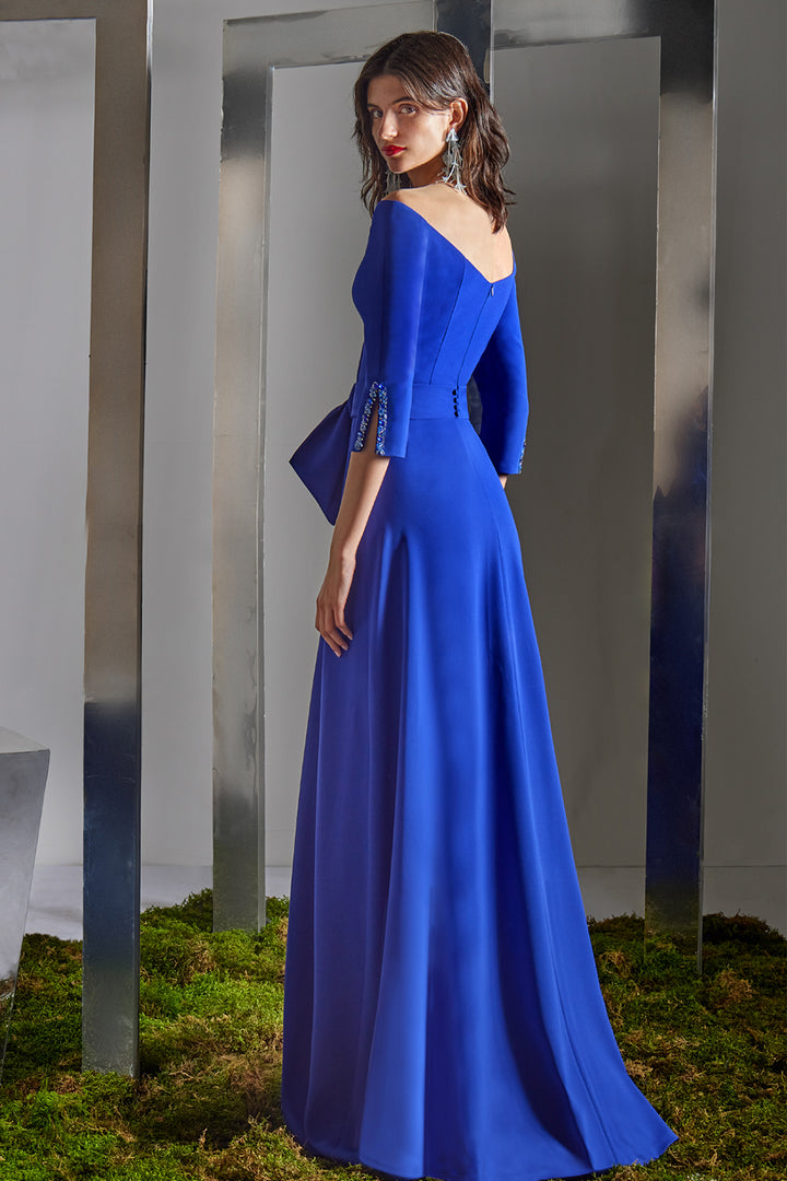 Off-The-Shoulder with Bow Accent Column Dress