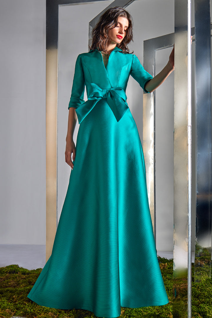 Collared Bow Accented with A-Line Dress