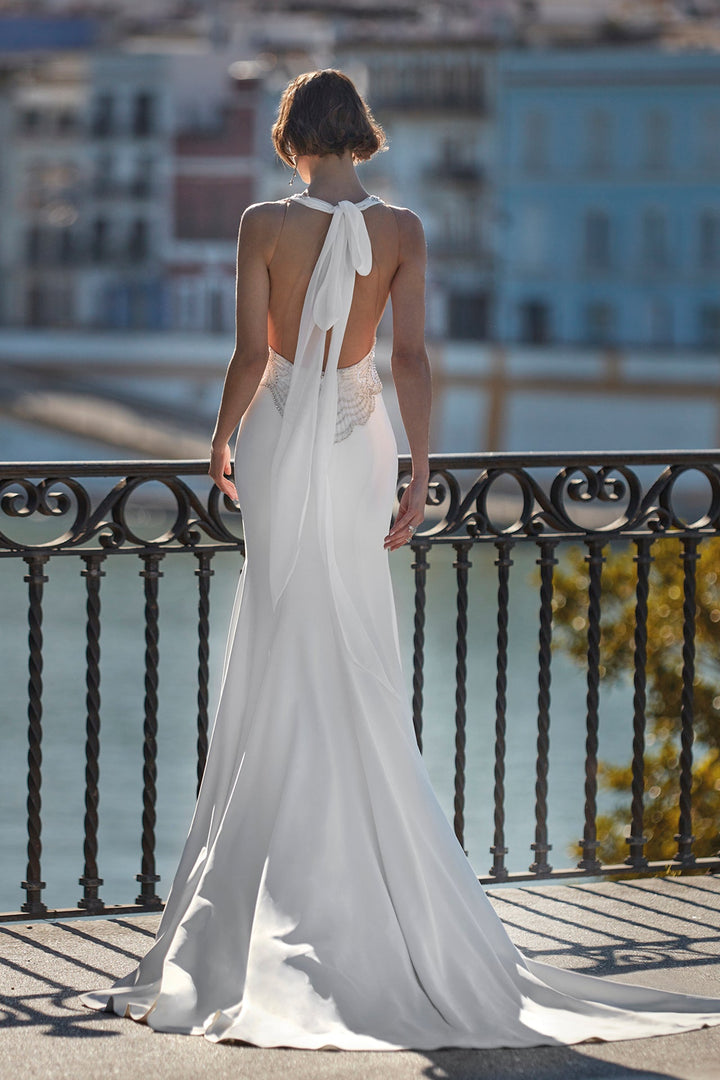 Off-White A-line Long Wedding Dress