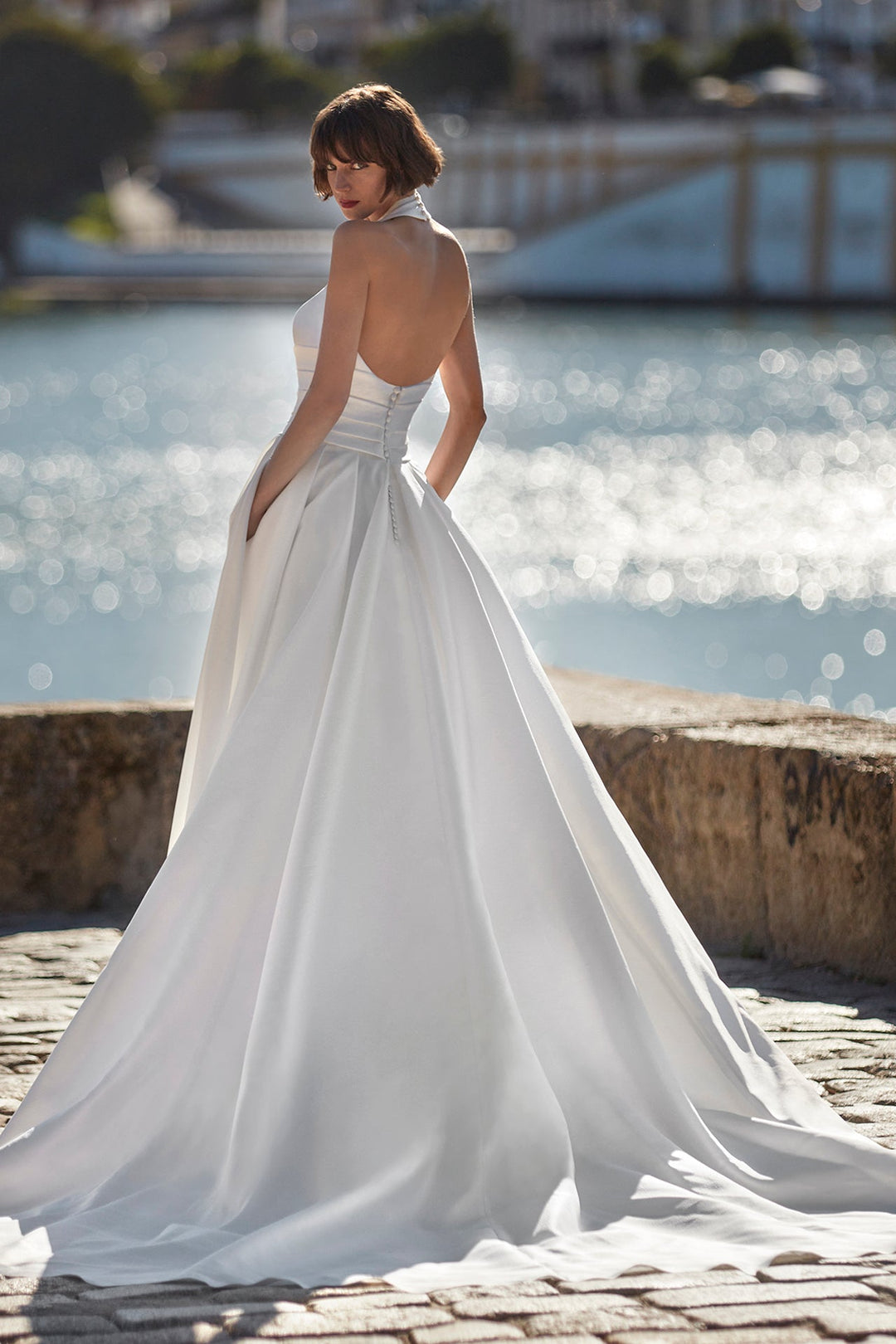 Off-White A-line Long Wedding Dress