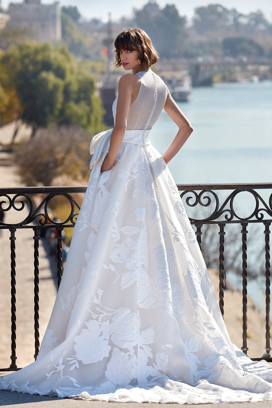 Off-White Organza Wedding Dress