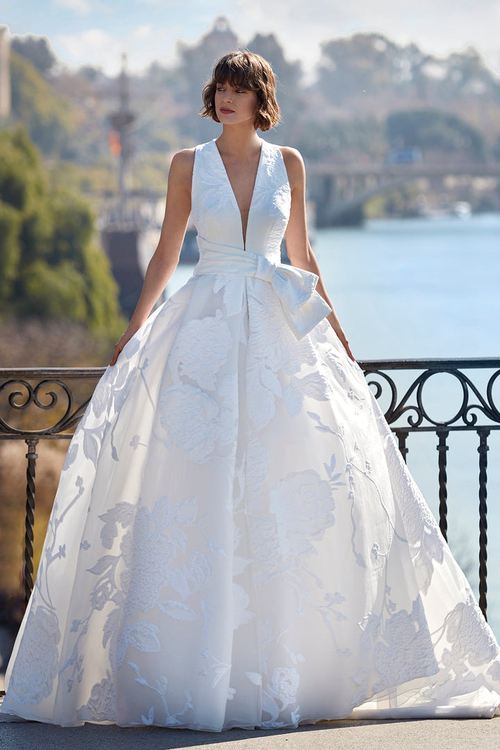 Off-White Organza Wedding Dress