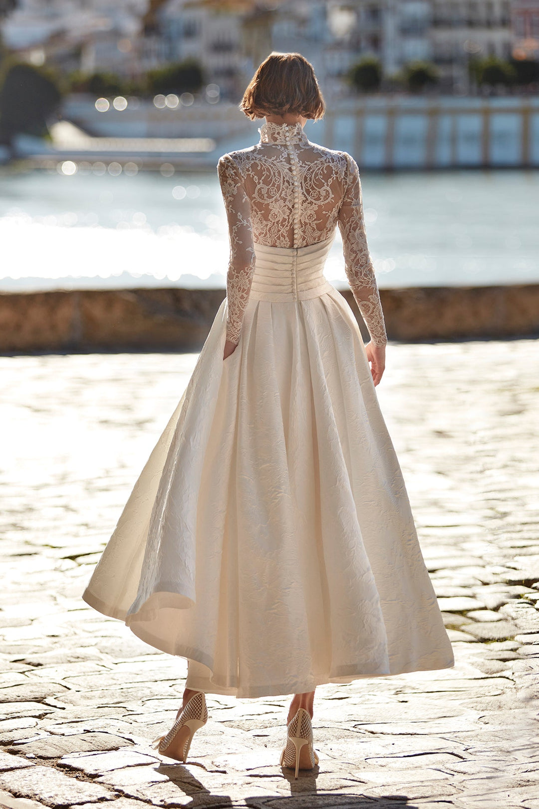 Off-White A-line Midi Wedding Dress