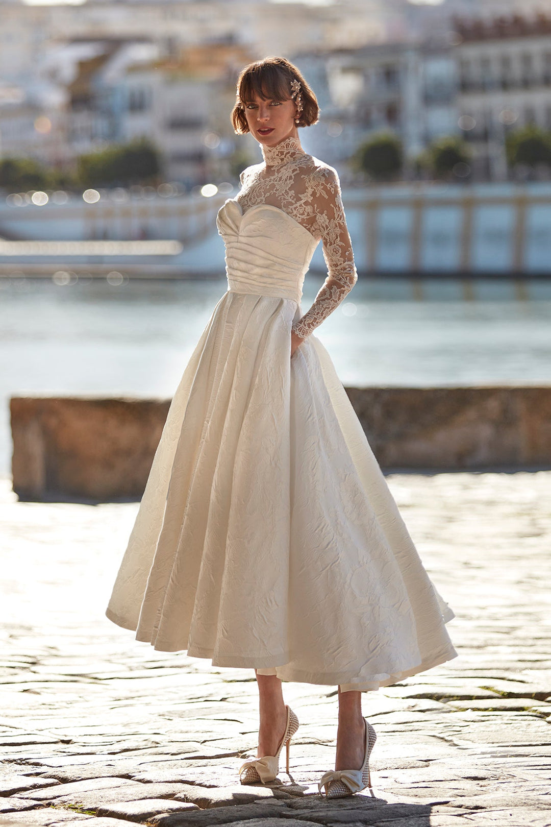 Off-White A-line Midi Wedding Dress