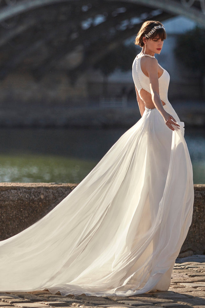 Sleeveless Column Wedding Dress