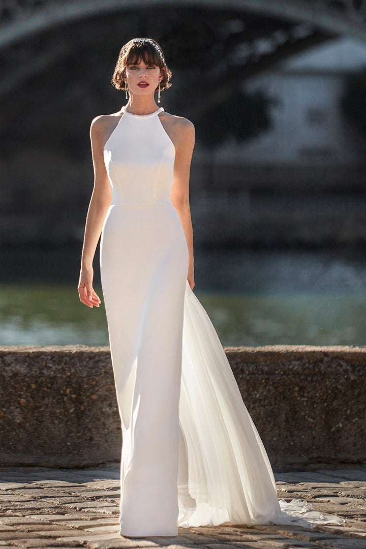 Sleeveless Column Wedding Dress