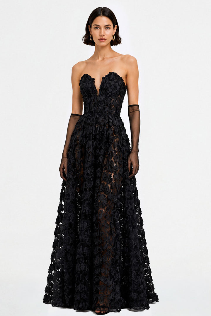 Strapless Full-Length A-line Dress