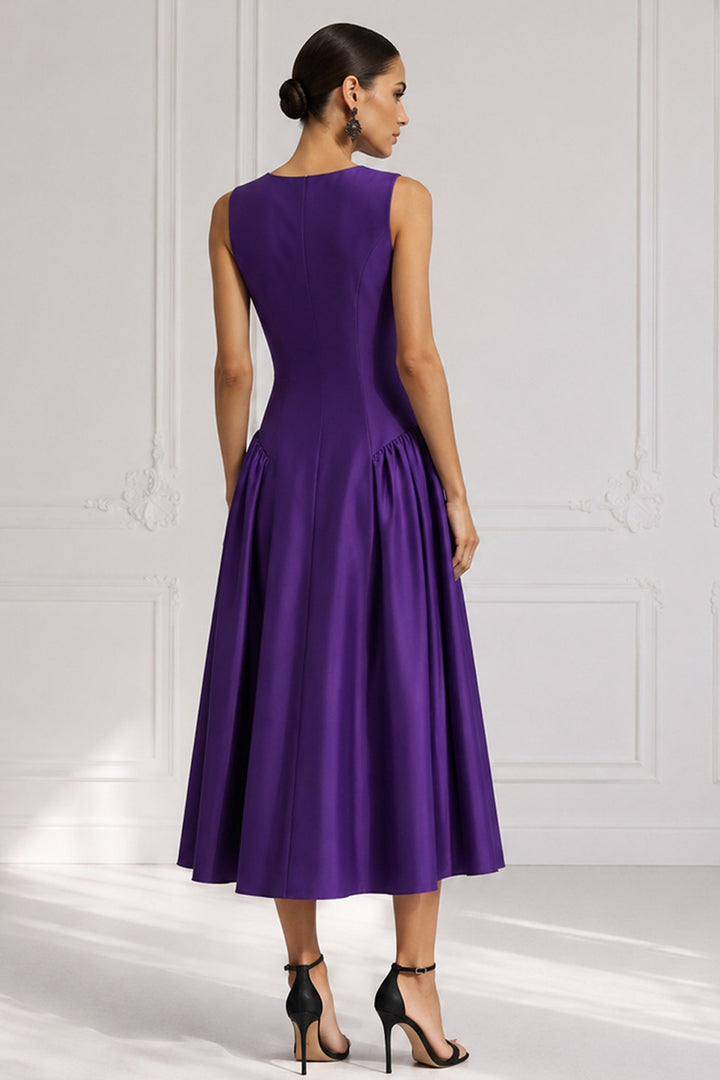 Satin Midi Dress with Sculptural Silhouette