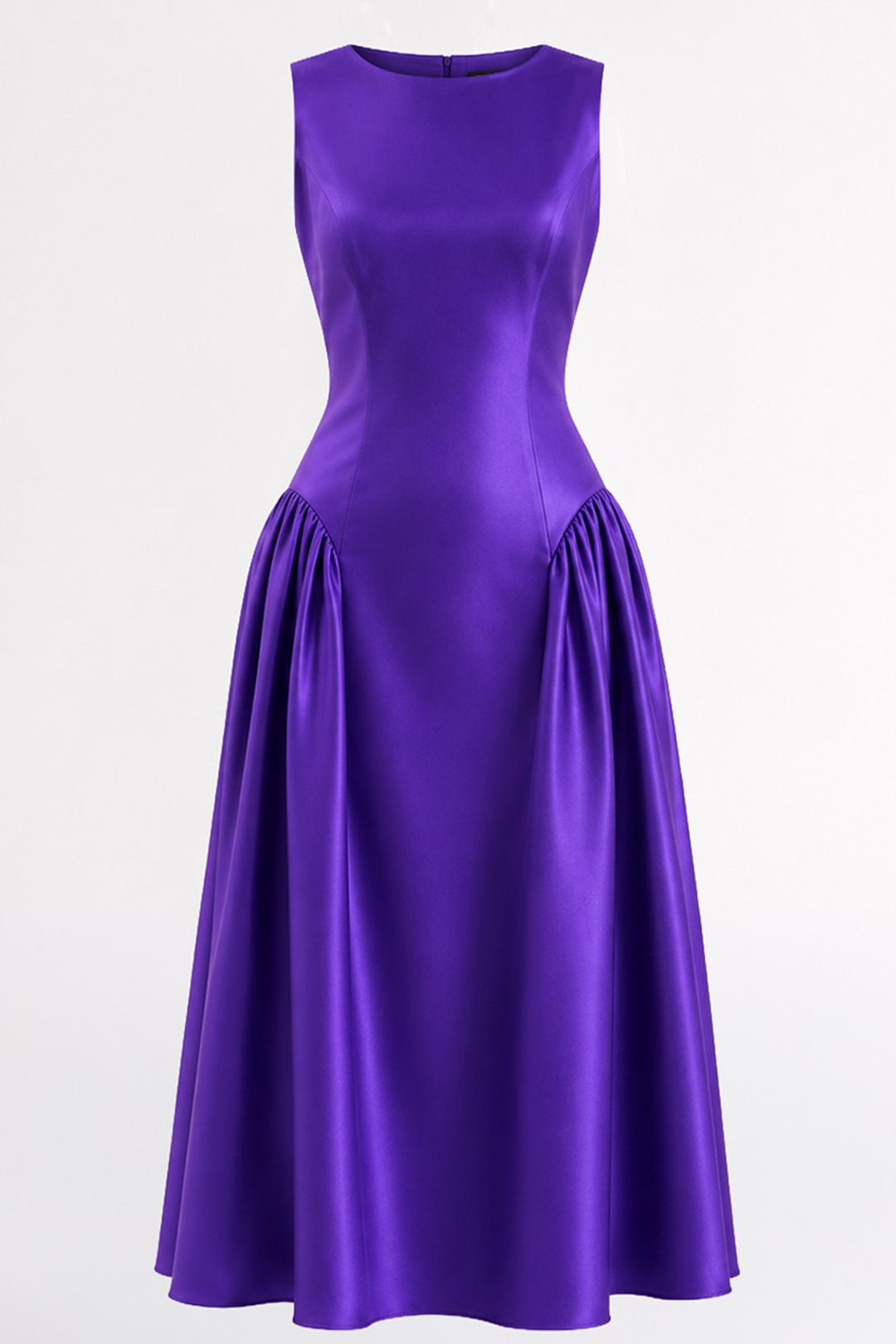 Satin Midi Dress with Sculptural Silhouette