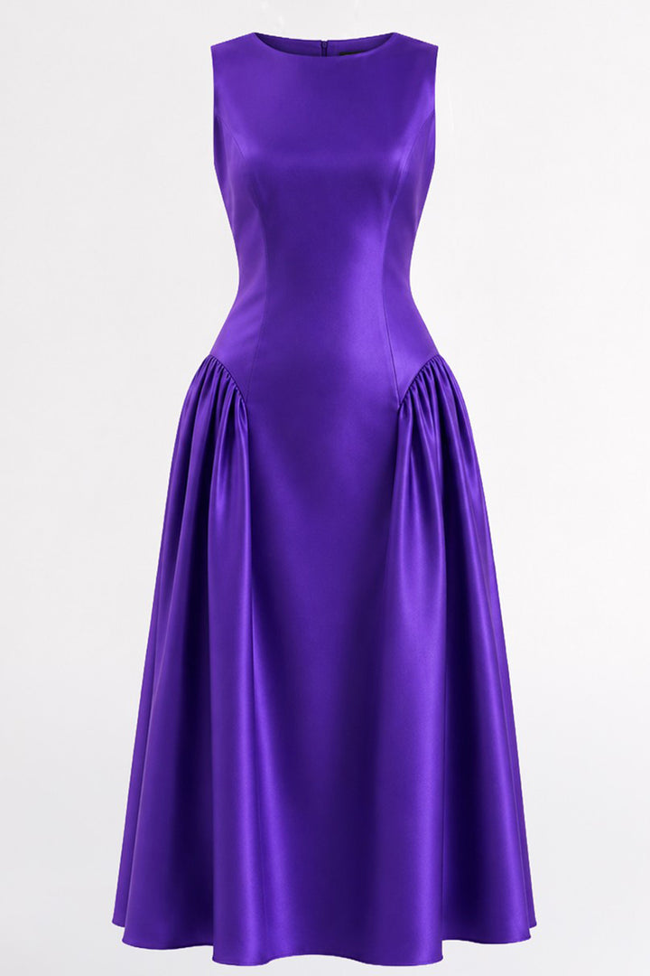 Satin Midi Dress with Sculptural Silhouette