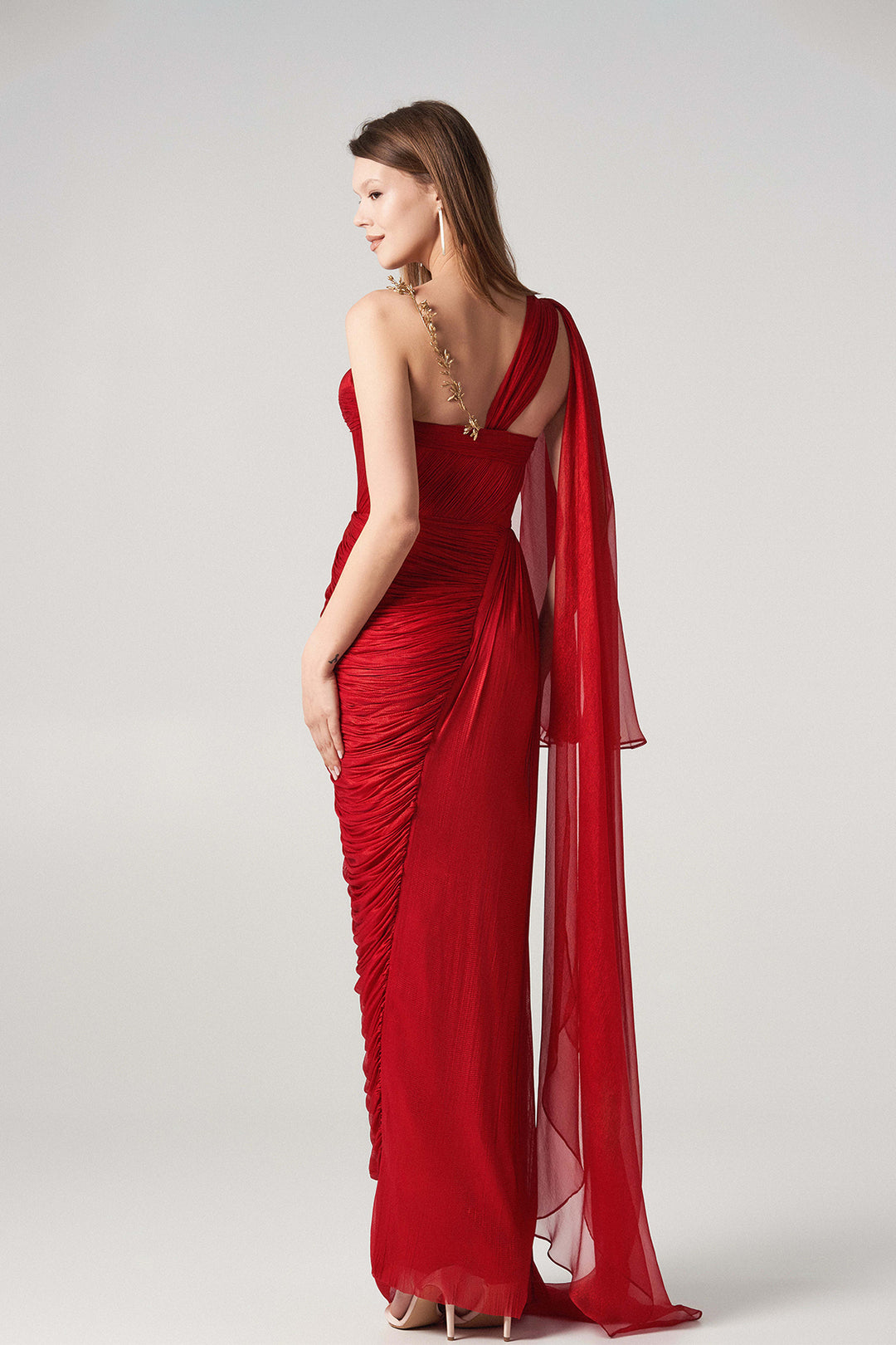 One-Shoulder Embroidered Dress