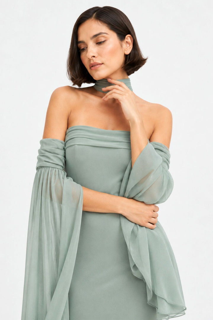 A-line Dress with Chiffon Sleeves