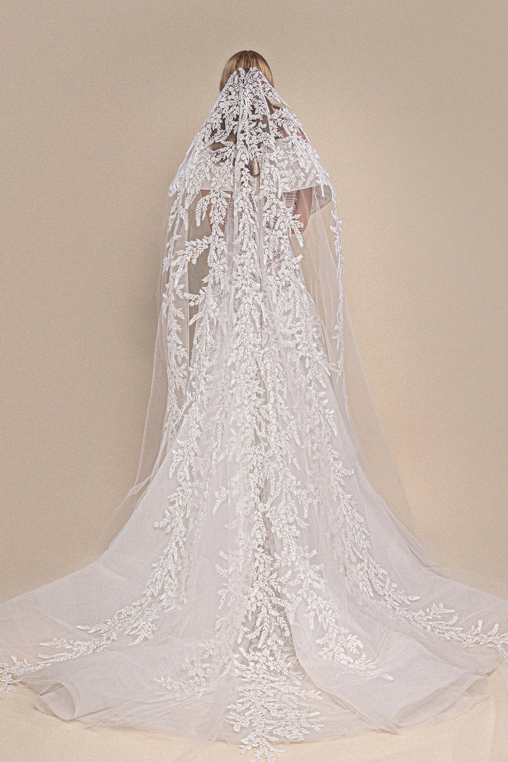 Off-The-Shoulder A-Line Bridal Dress with Cathedral Veil – M.R DESIGN
