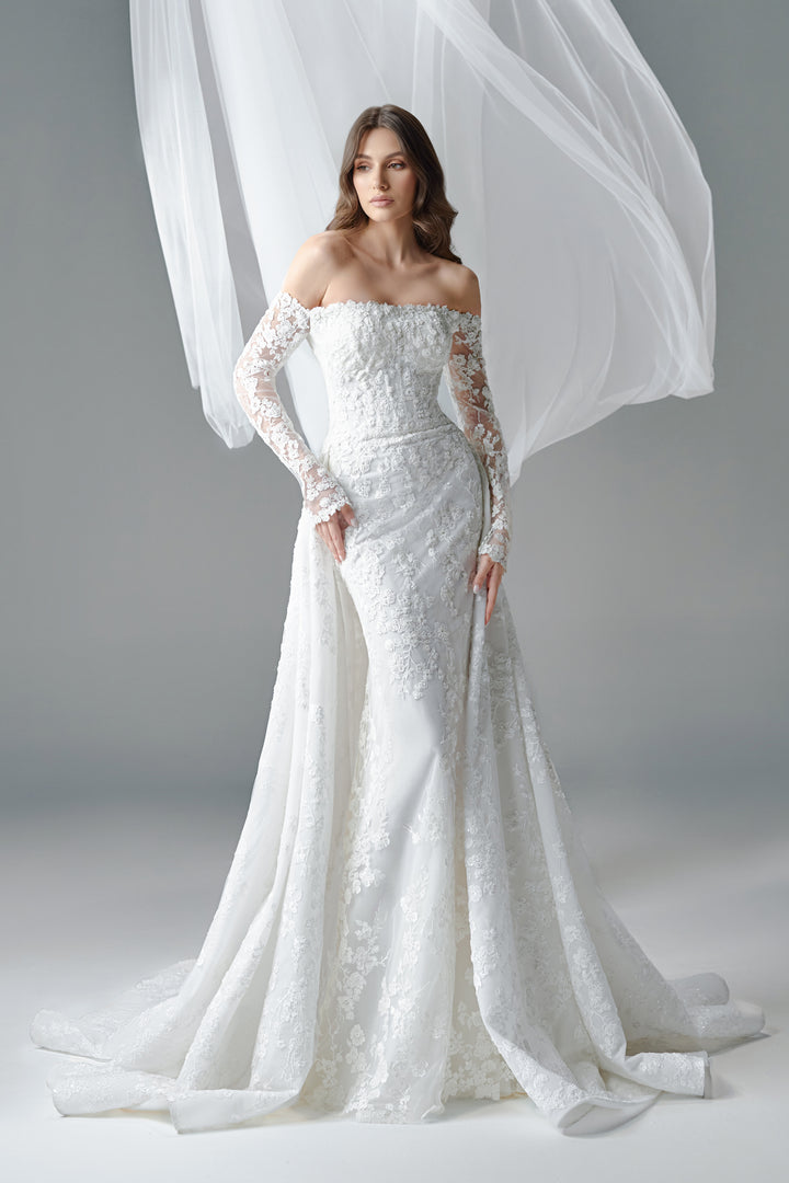 Off-Shoulder Lace Corset Gown