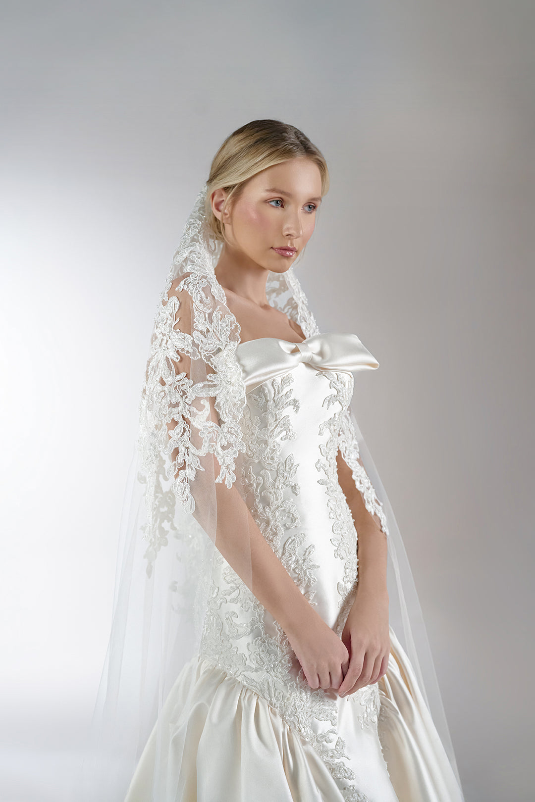 Mikado Lace Bow Gown