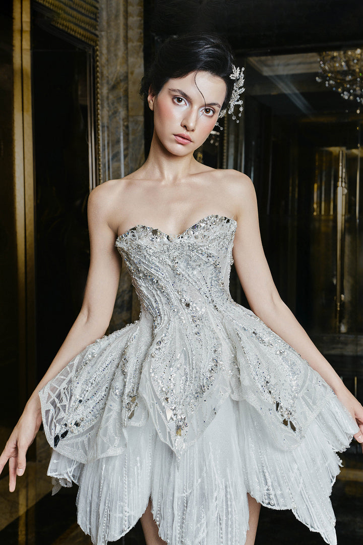 Strapless A-Line Beaded Dress