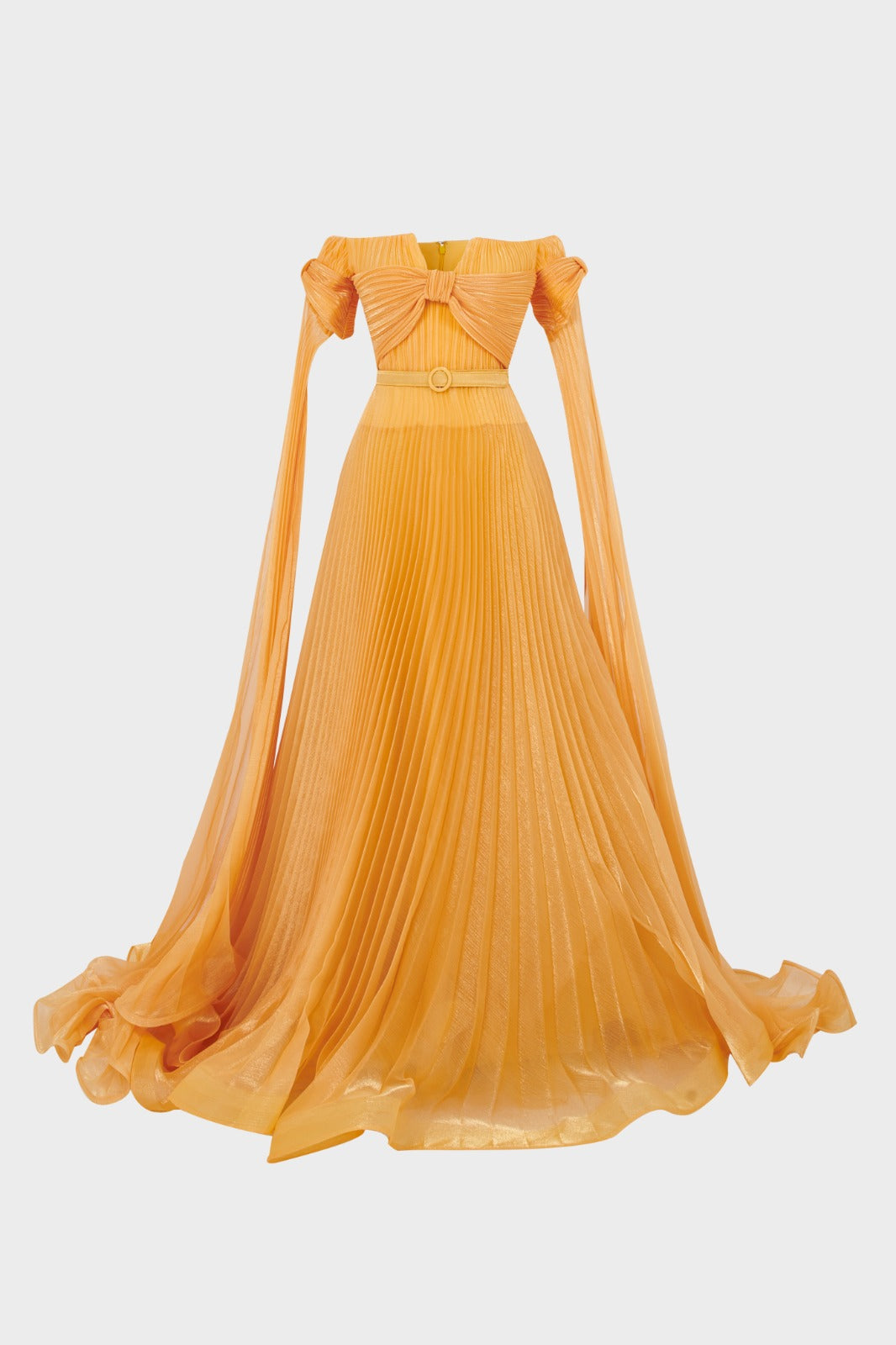 Off-The-Shoulder Organza Plissé Dress