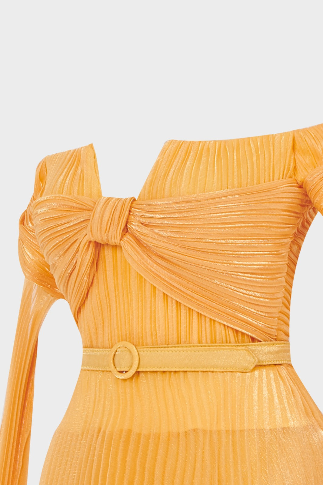 Off-The-Shoulder Organza Plissé Dress