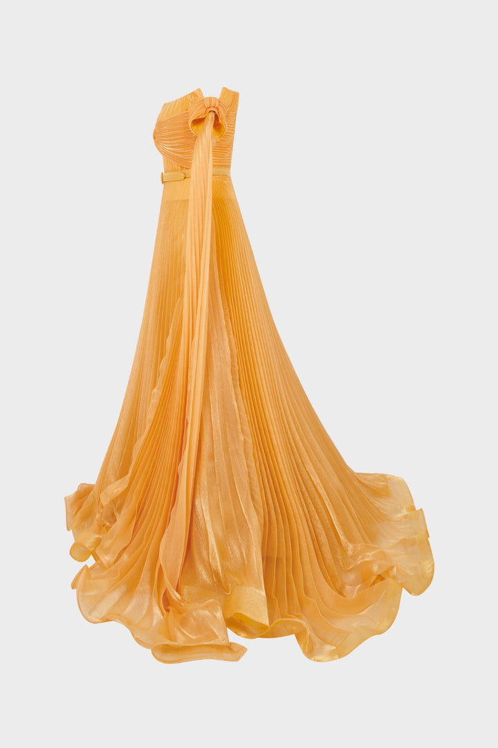 Off-The-Shoulder Organza Plissé Dress