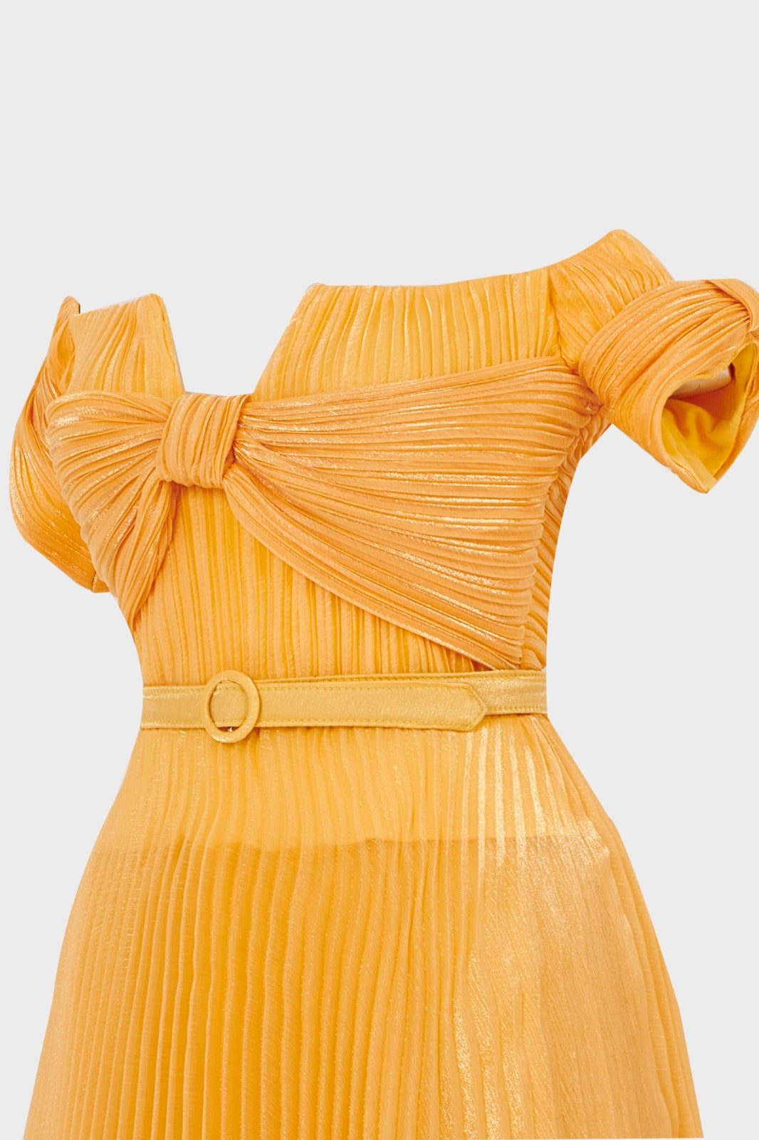 Off-The-Shoulder Organza Plissé Dress
