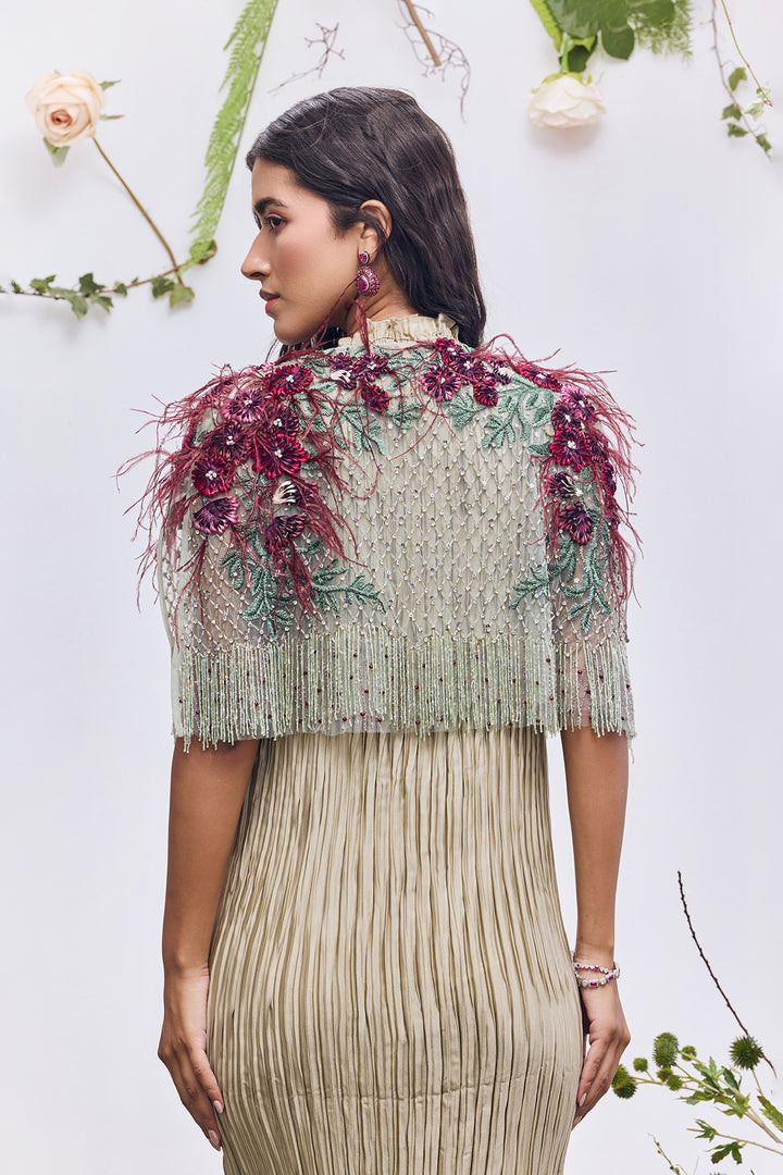 Tulle Cape with Embroidery