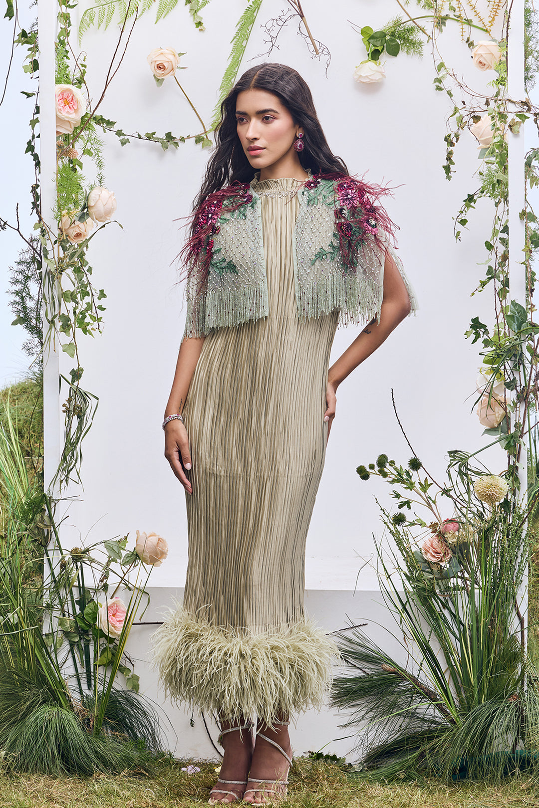 Tulle Cape with Embroidery