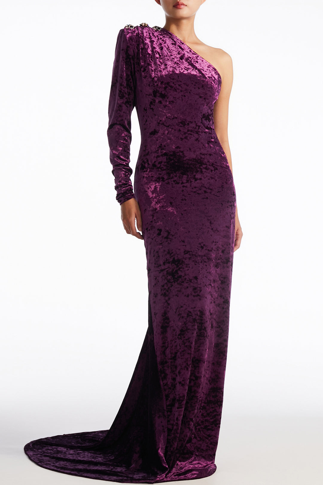 Jewelled One-Shoulder with Column Dress