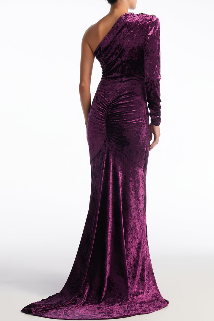 Jewelled One-Shoulder with Column Dress