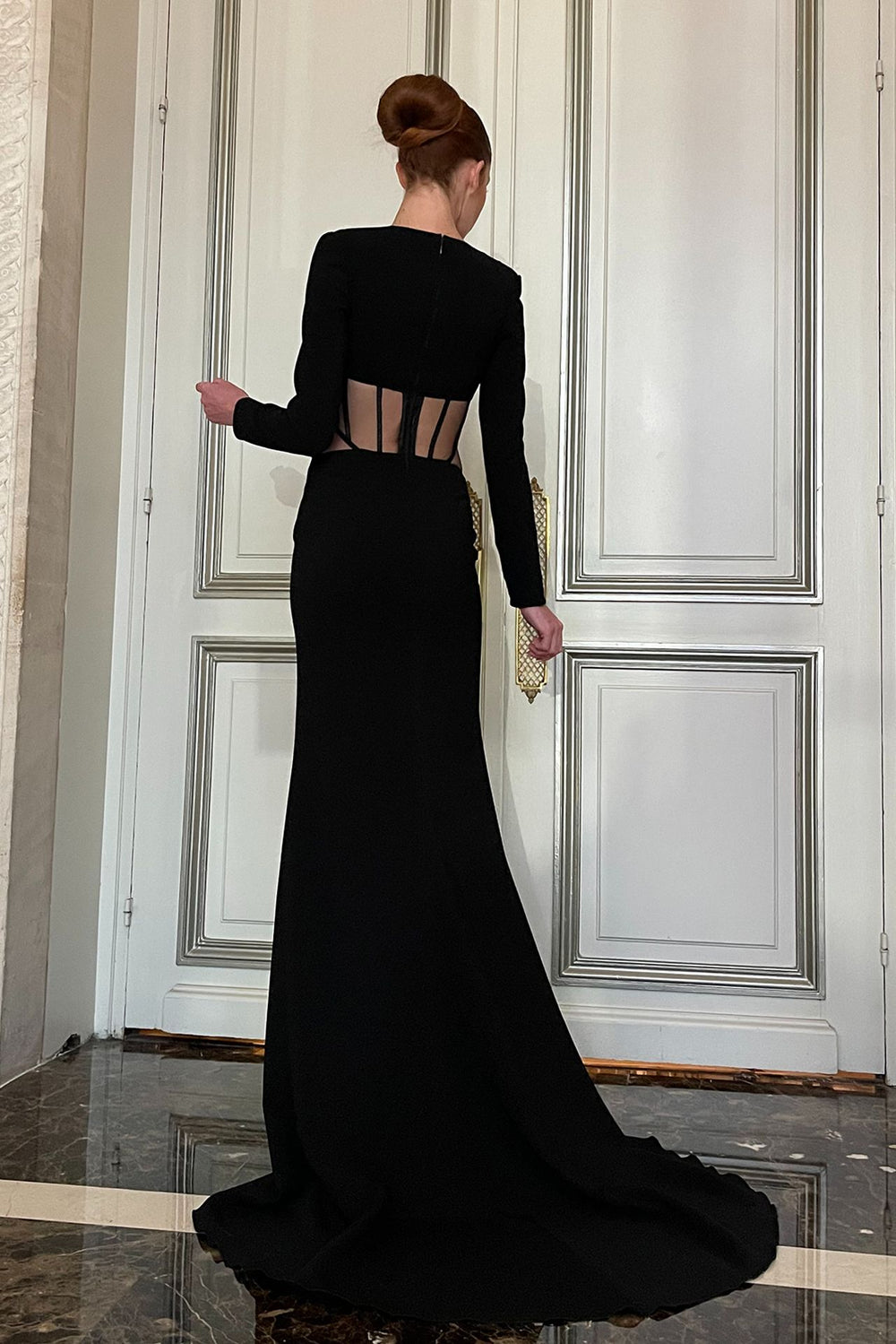 Long-Sleeved Corset Mermaid Dress Black / FR 44 Long-Sleeved Corset Mermaid Dress Black / FR 44