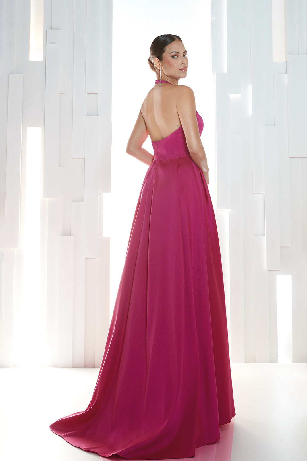 A-line Mikado Dress with V-Neckline