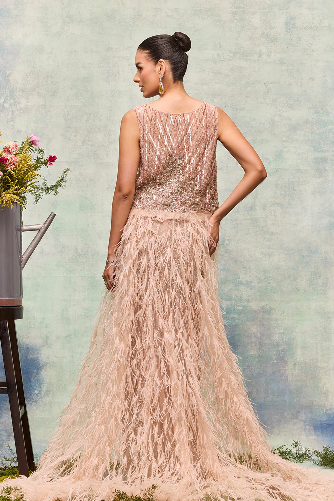 Two-Piece Column Ensemble with Crop Top