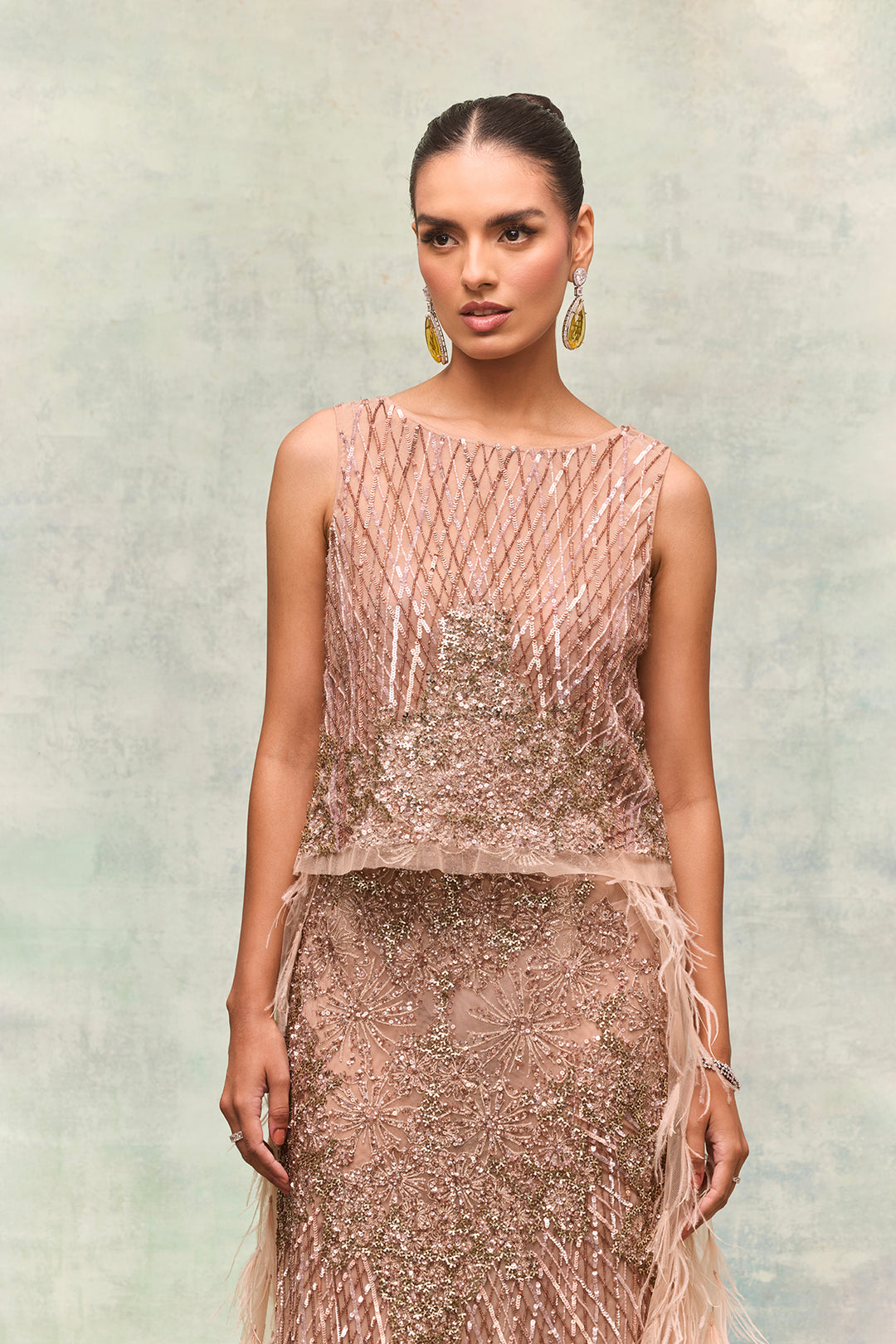 Two-Piece Column Ensemble with Crop Top