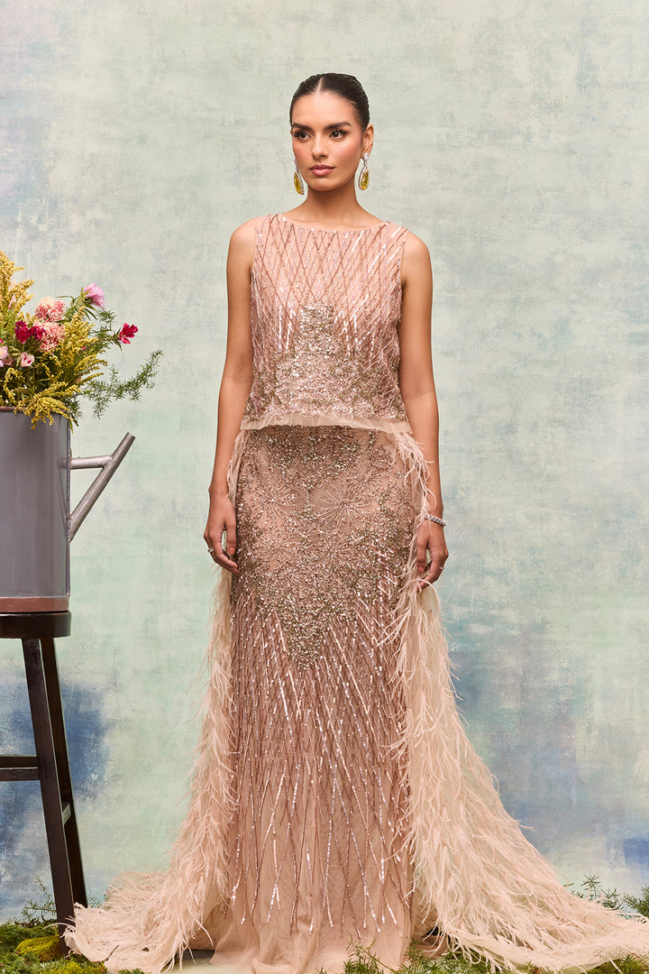 Two-Piece Column Ensemble with Crop Top