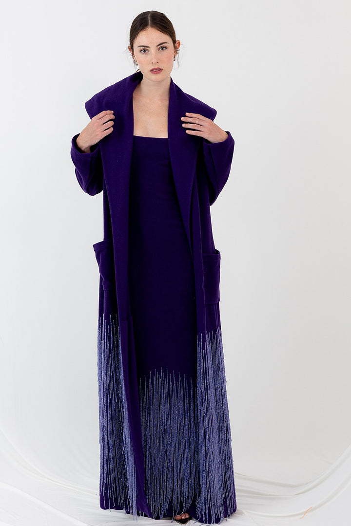 Coat Oversize with Fringes of Crystal