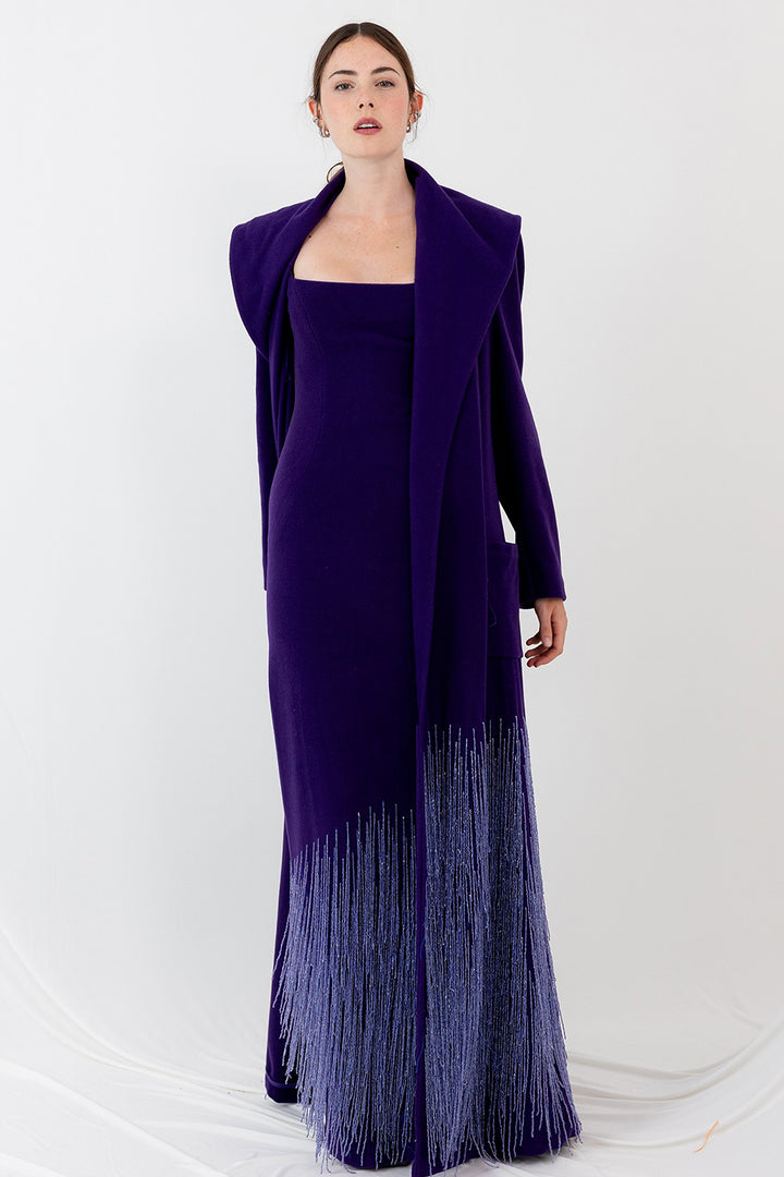 Coat Oversize with Fringes of Crystal