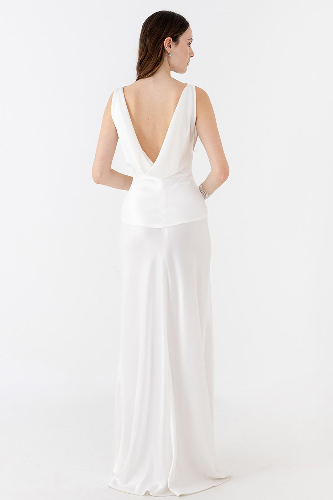 Wedding Dress with Draped Neckline and Corset