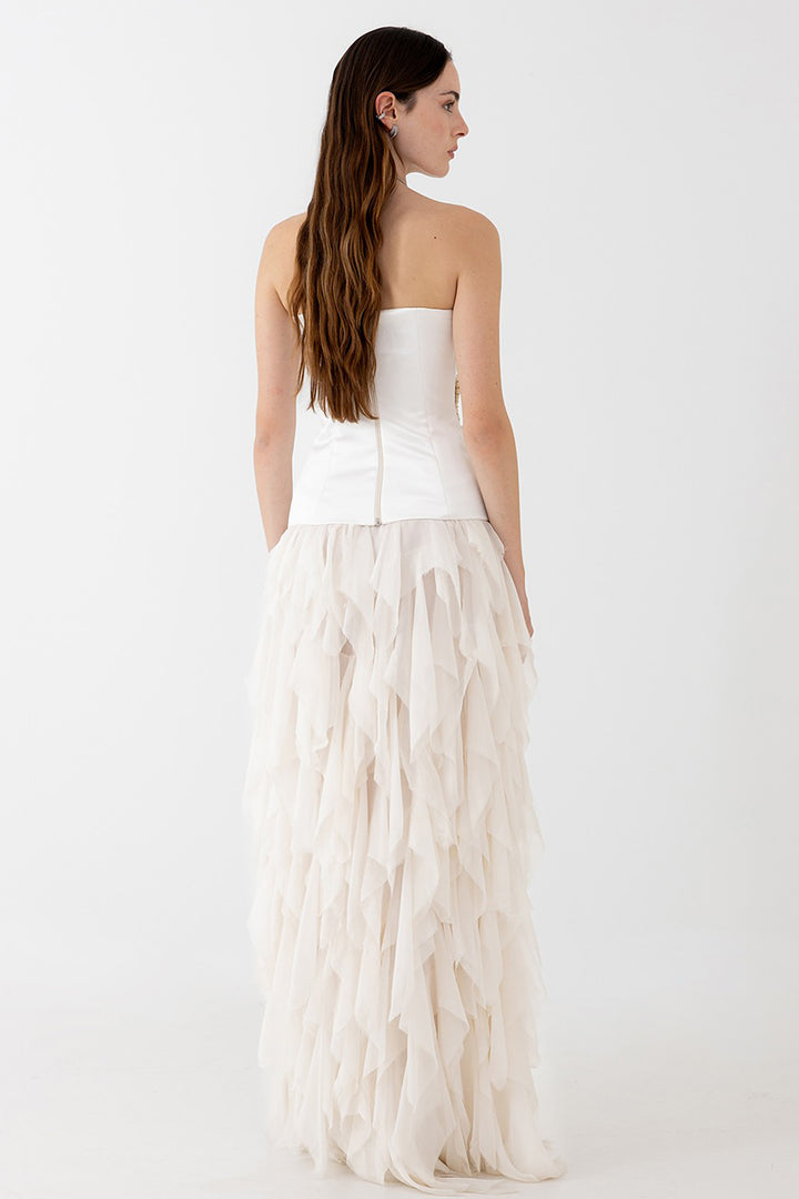 Wedding Dress with Strapless Bodice and Ruffles