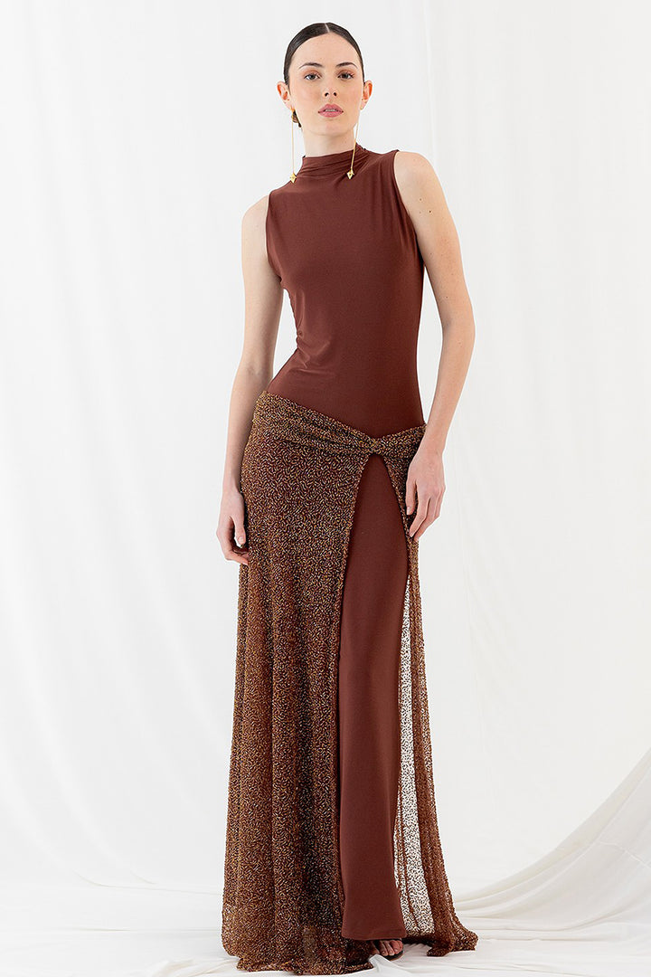 Long Column Dress with Embellishments