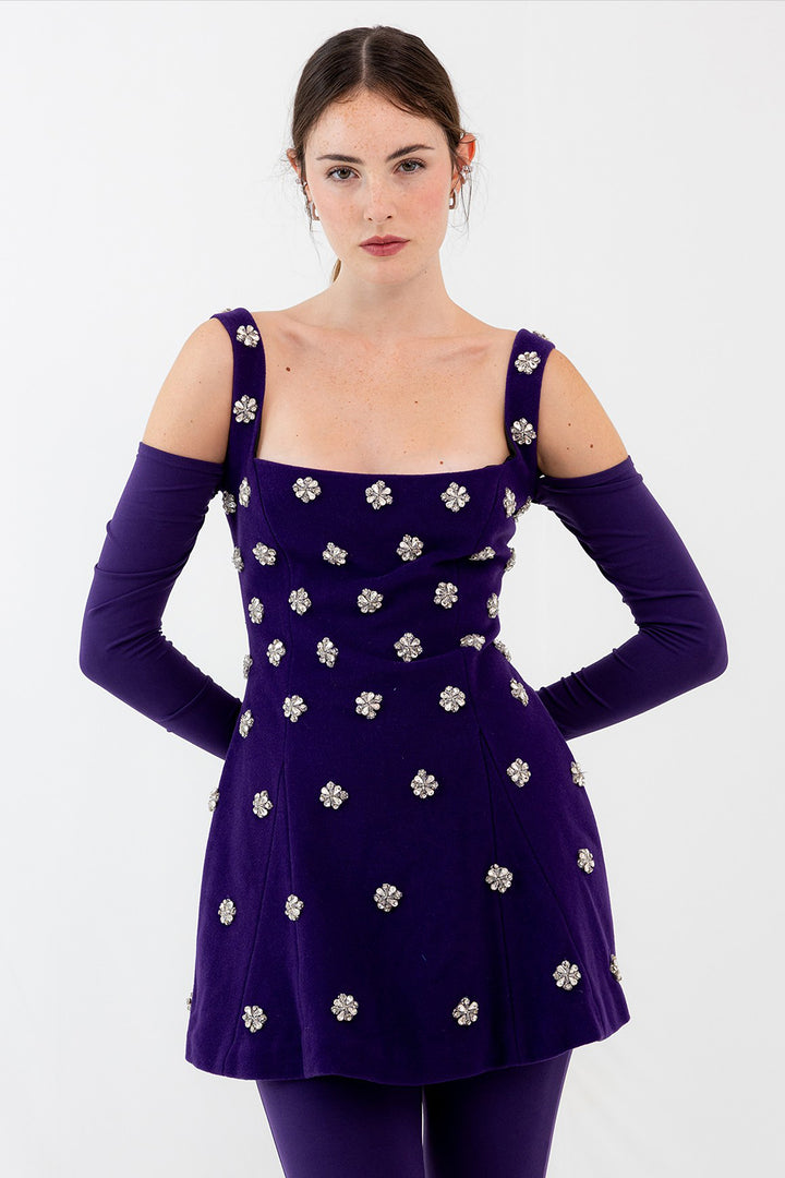 Dress Mini with Straps and Neckline Square