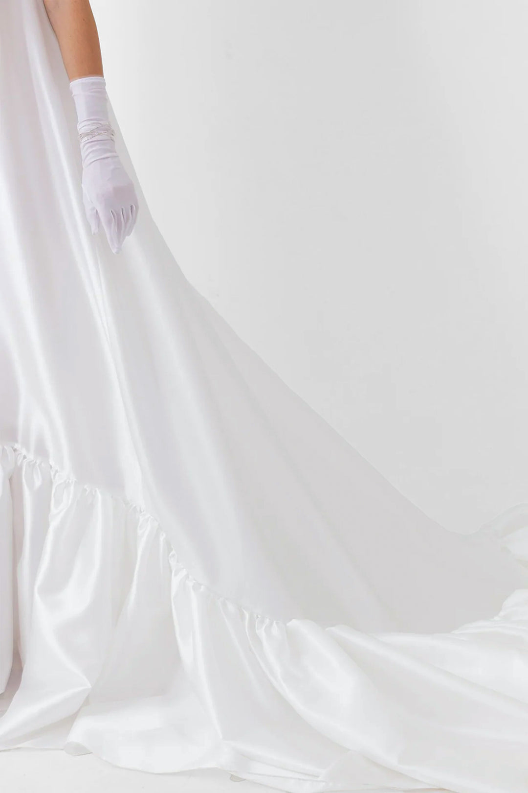 Wedding Dress with Gathered Ruffle and Train