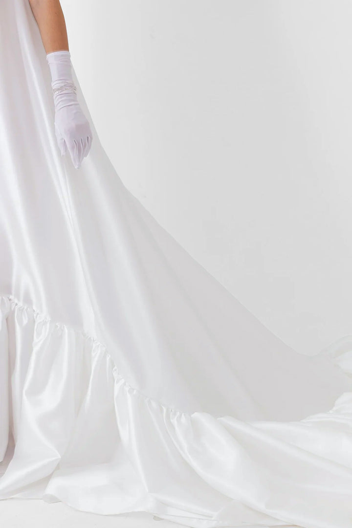 Wedding Dress with Gathered Ruffle and Train