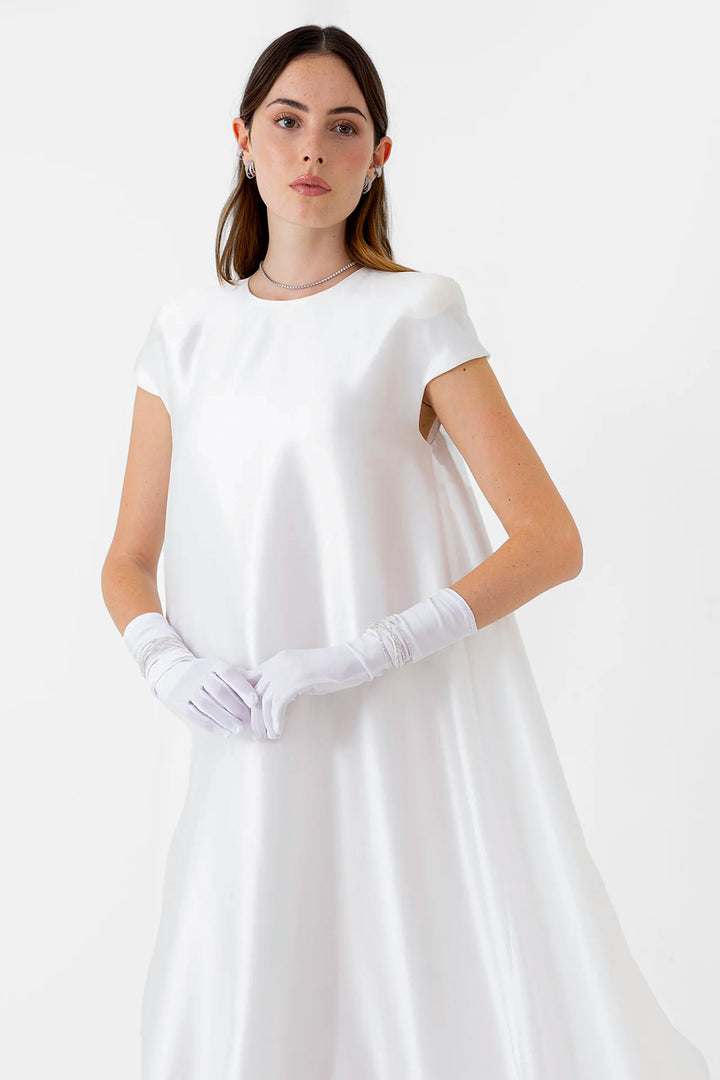 Wedding Dress with Gathered Ruffle and Train