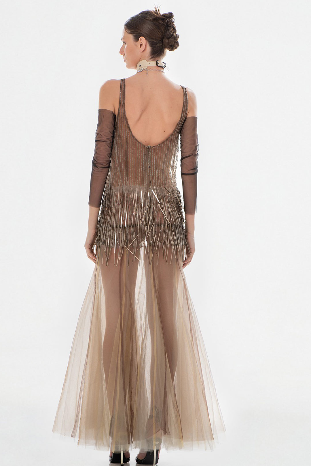 Low-Cut Beaded Dress