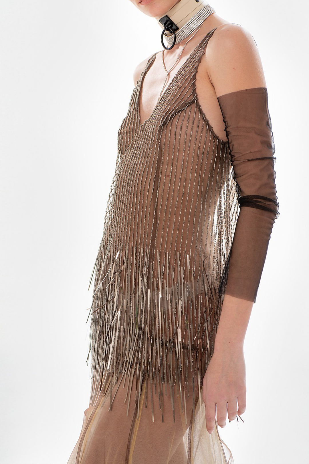 Low-Cut Beaded Dress