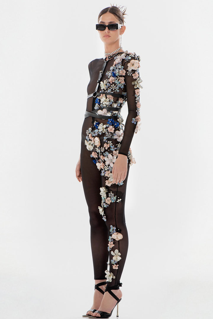 Jumpsuit with 3D Flowers