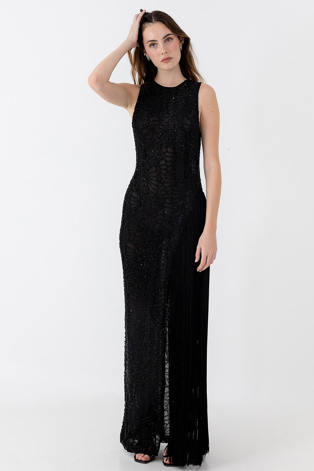 Fitted Dress with Embroidered Fringe M.R DESIGN Fitted Dress with Embroidered Fringe M.R DESIGN