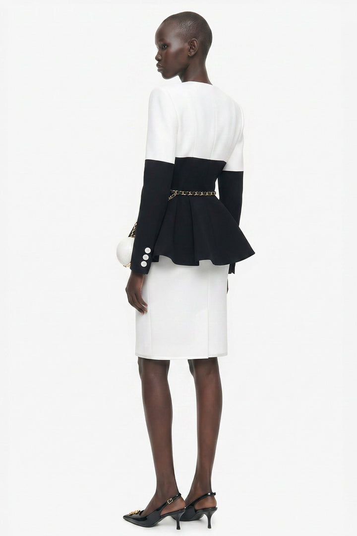Skirt Suit with Structured Peplum Jacket
