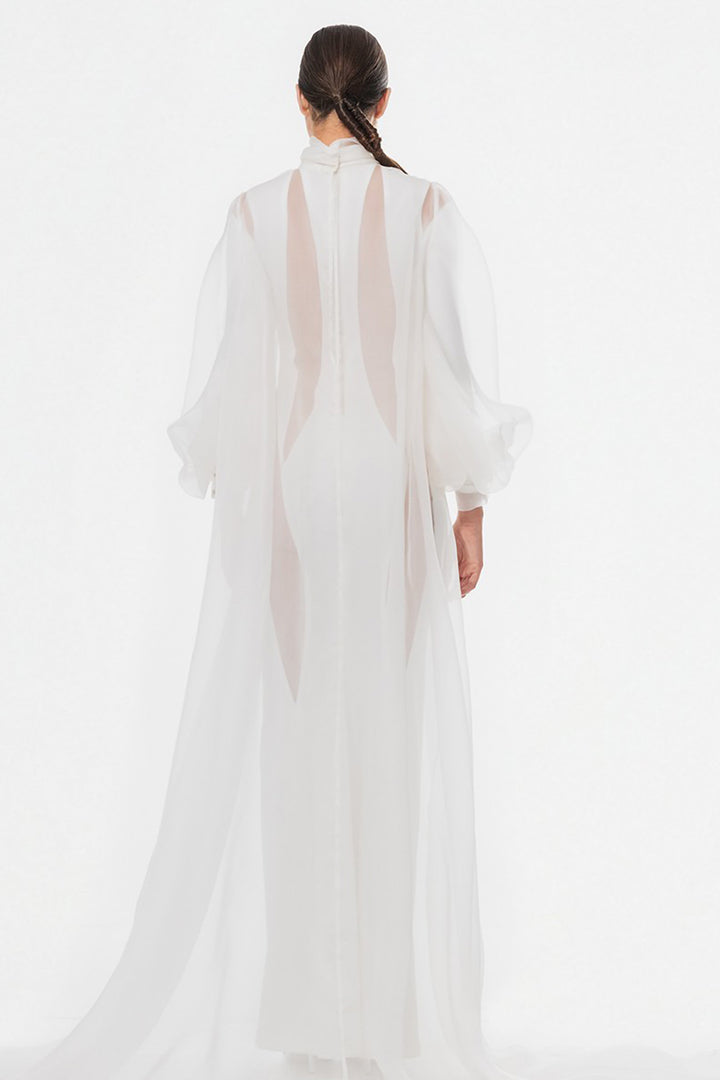 Long Sleeve Dress with Sheer Details and Coat